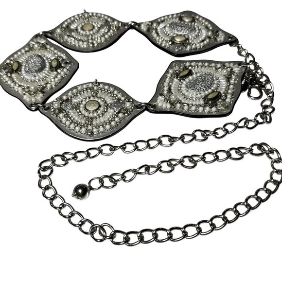 Chicos Multicolored Beaded Belt With Chain Link - Picture 1 of 5
